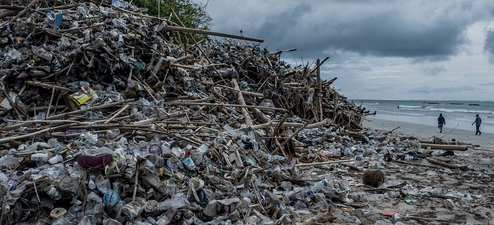 Garbage on beach Bali Indonesia