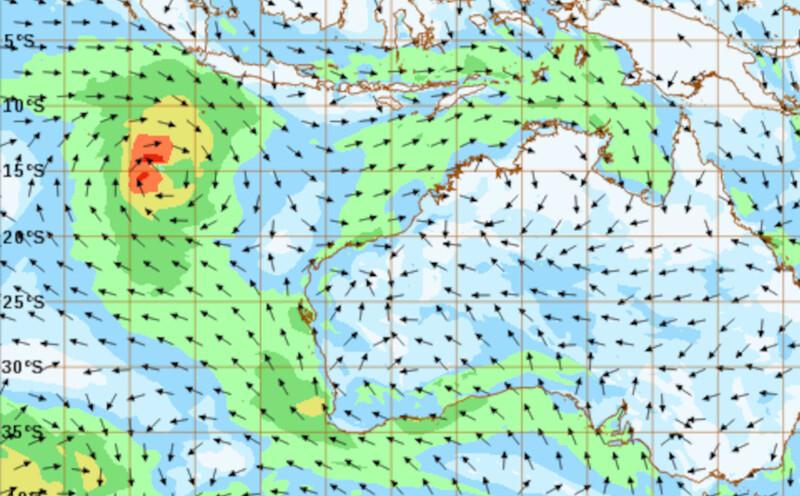 Off season surface winds South Sumatra