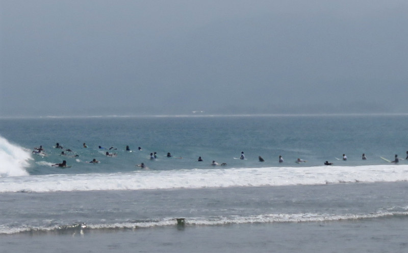 Crowds at Krui Left surf break