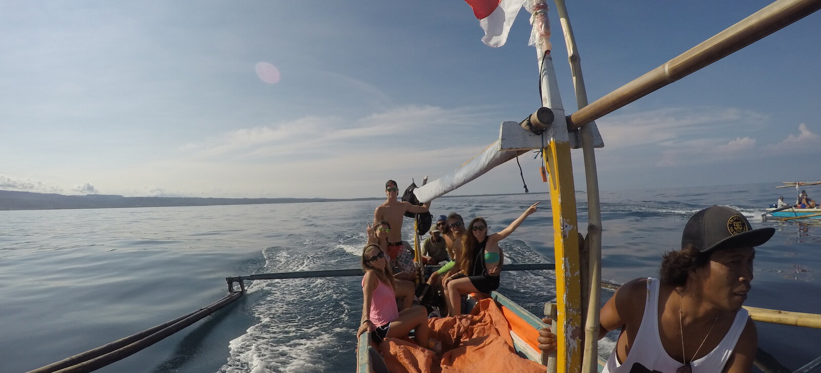 Outrigger boat heading to Banana Island Sumatra