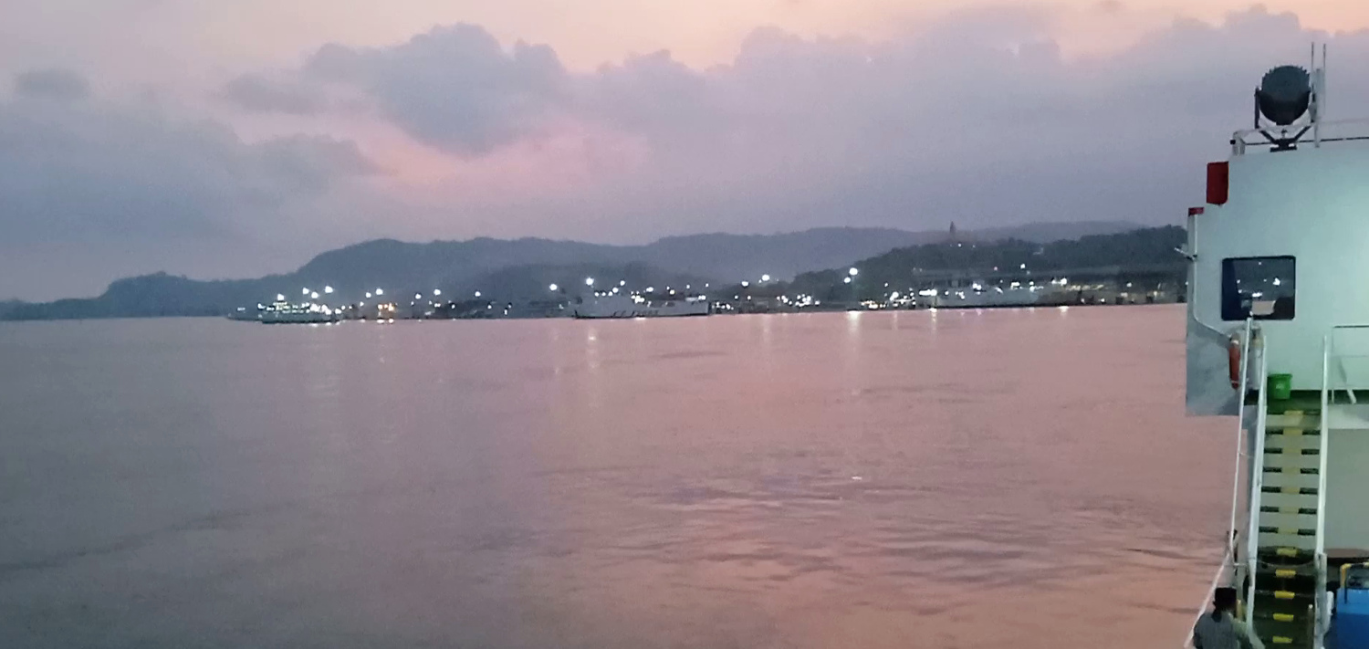 Bakauheni port Sumatra at dusk